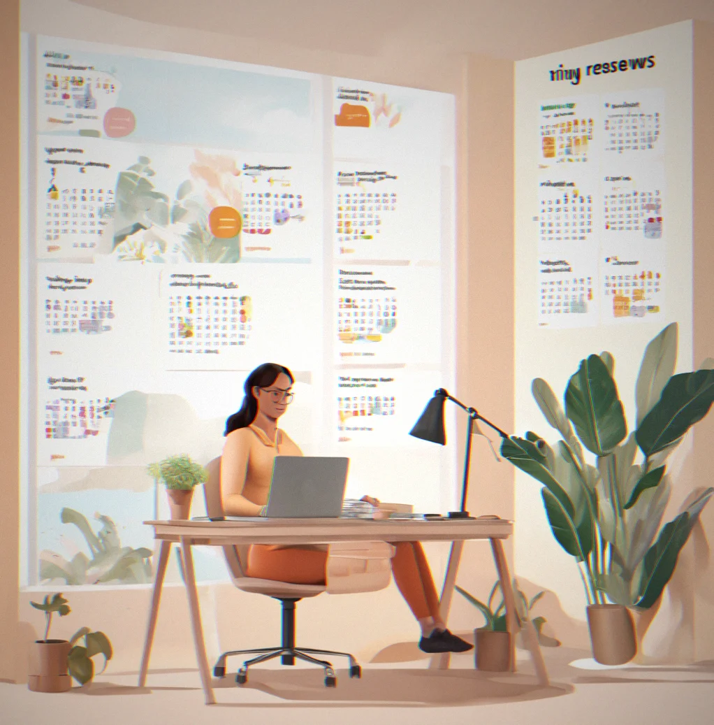 Calendar view showing concept reviews scheduled across weeks with retention curve visualization